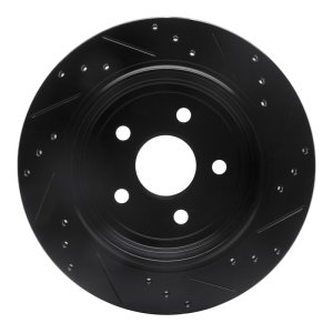 Dodge Durango Brake Rotor (1) - Rear Left - R1 Concepts - Drilled & Slotted - Black - `11-`25